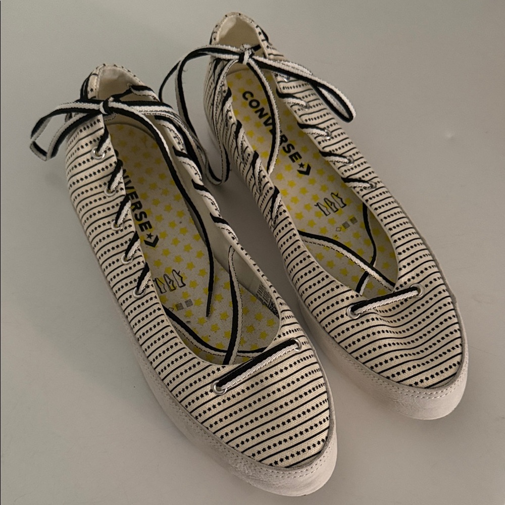 Converse Women’s Black & White Striped Lace-Up Flats